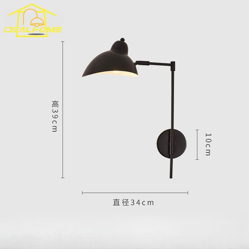 Industrial Simple Rotatable Wall Lamp LED E27 Bedside Bedroom Black Wall Mounted Staircase Homestay Corridor Living Room Study