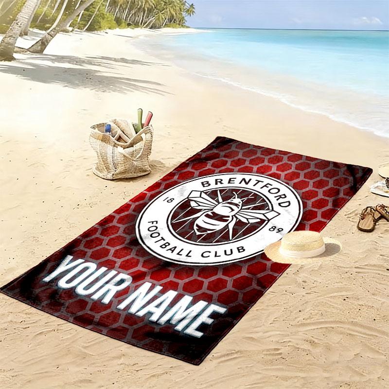 Custom Brentford Print Beach Towel, Large Soft Quick Dry Towel for Beach Camping Swimming