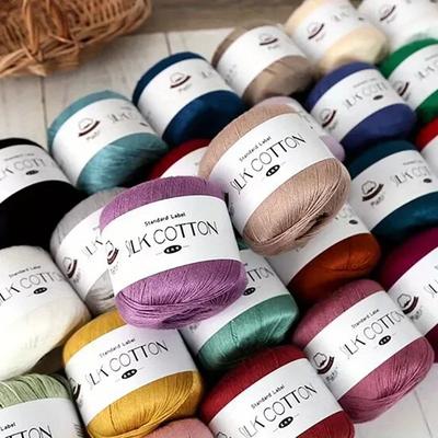 Seidenbaumwollgarn - Feines Spitzengarn zum Häkeln, Stricken von Pullovern, Schals, Tüchern und Bastelarbeiten, Weiches strapazierfähiges Garn 50g/Stück