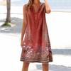 Women's Cotton And Linen Dress Summer Sleeveless Comfortable Travel Beach Dress Fashionable Spring And Summer Vacation Wear