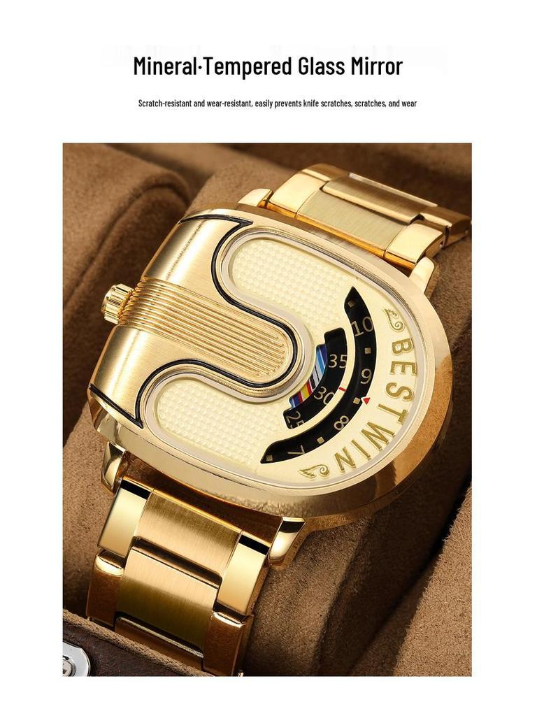 Doctorstone BESTWIN Men's Alloy Golden U-Shaped Fashion Watch