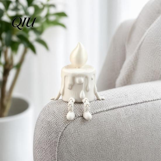 Dripping Wax Candle Decoration 3D Printing Ornament, Liquid Texture Sculpture with Melting Night Light Movable Joints, Adjustable Sitting Posture