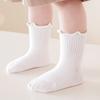1 Pair Baby Girls Scallop Top Socks Spring Autumn Mid-Calf Princess Socks Sweat-absorbent Cute Cotton Socks for Toddlers