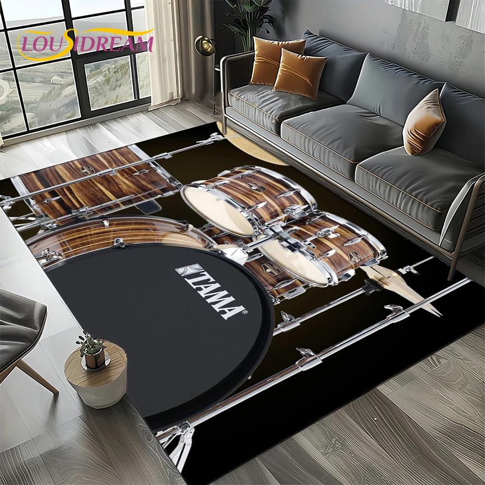 3D Music Instruments Drum Kit Drum Set Carpet Rug for Living Room Bedroom Home Sofa Decoration,Kids Area Rug Non-slip Floor Mat