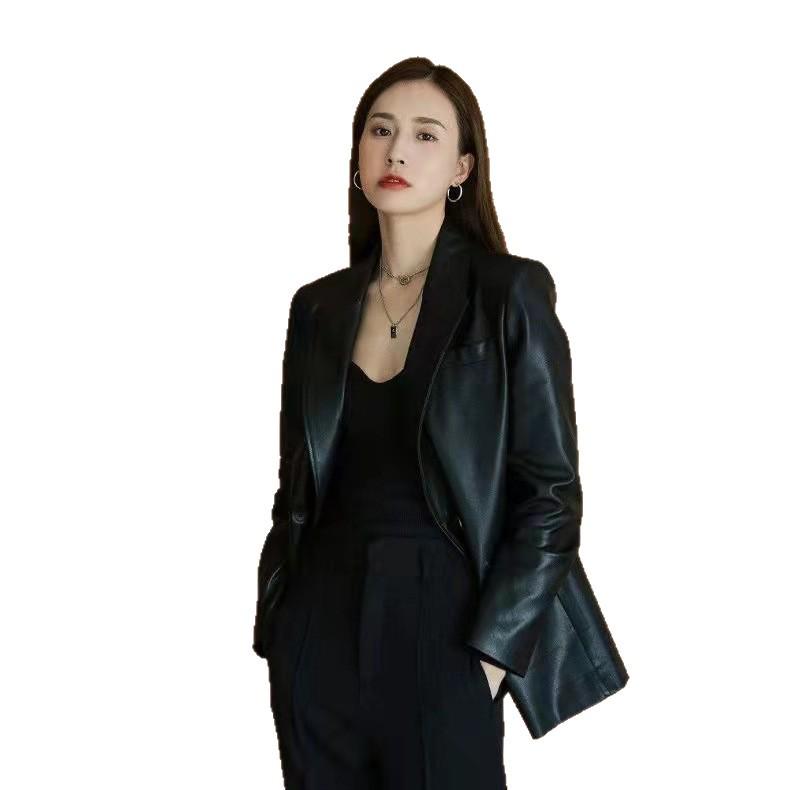 Veste en cuir pour femme grande taille style coréen: Haut Décontracté, Rétro, Polyvalent pour un Look Chic