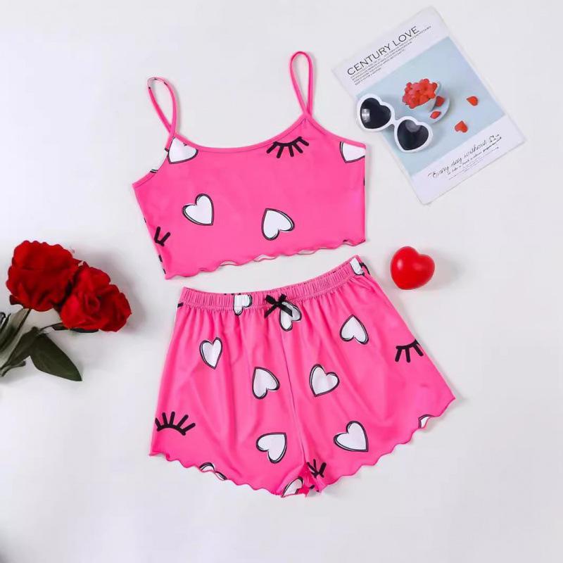 European and American Sleeveless Tank Top & Shorts Two-Piece Pajama Set for Women