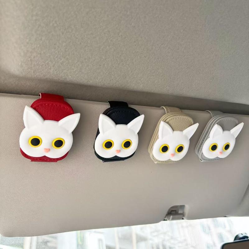 Cute Cat Style Magnetic Glasses Case For Car Sun Visor Holder- Multi-Function Auto Accessorie,Cars Accessories Girl