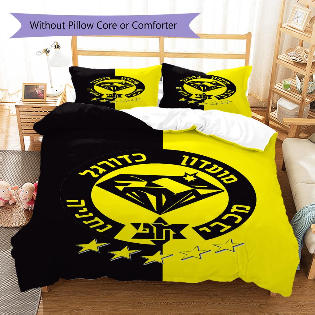 Juego de Ropa de Cama con Patrón del Maccabi Netanya FC Funda Nórdica Funda de Almohada Decoración del Hogar Regalo (1 * funda nórdica + 2 * fundas de almohada, sin núcleo)