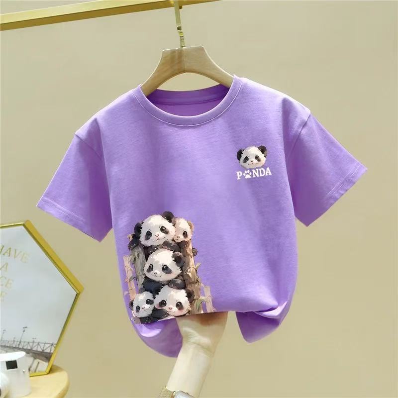 Summer Kids Cotton Short Sleeve T Shirt Cute Cat Print Boys Girls Half Sleeve Top