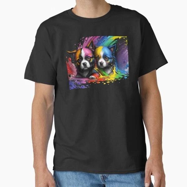 Rainbow puppies Classic T shirt T shirt Made in US/AUS Size S-2XL L