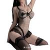 Night cat lingerie sexy lace pearl open crotch robe uniform one-piece butterfly mesh perspective free set