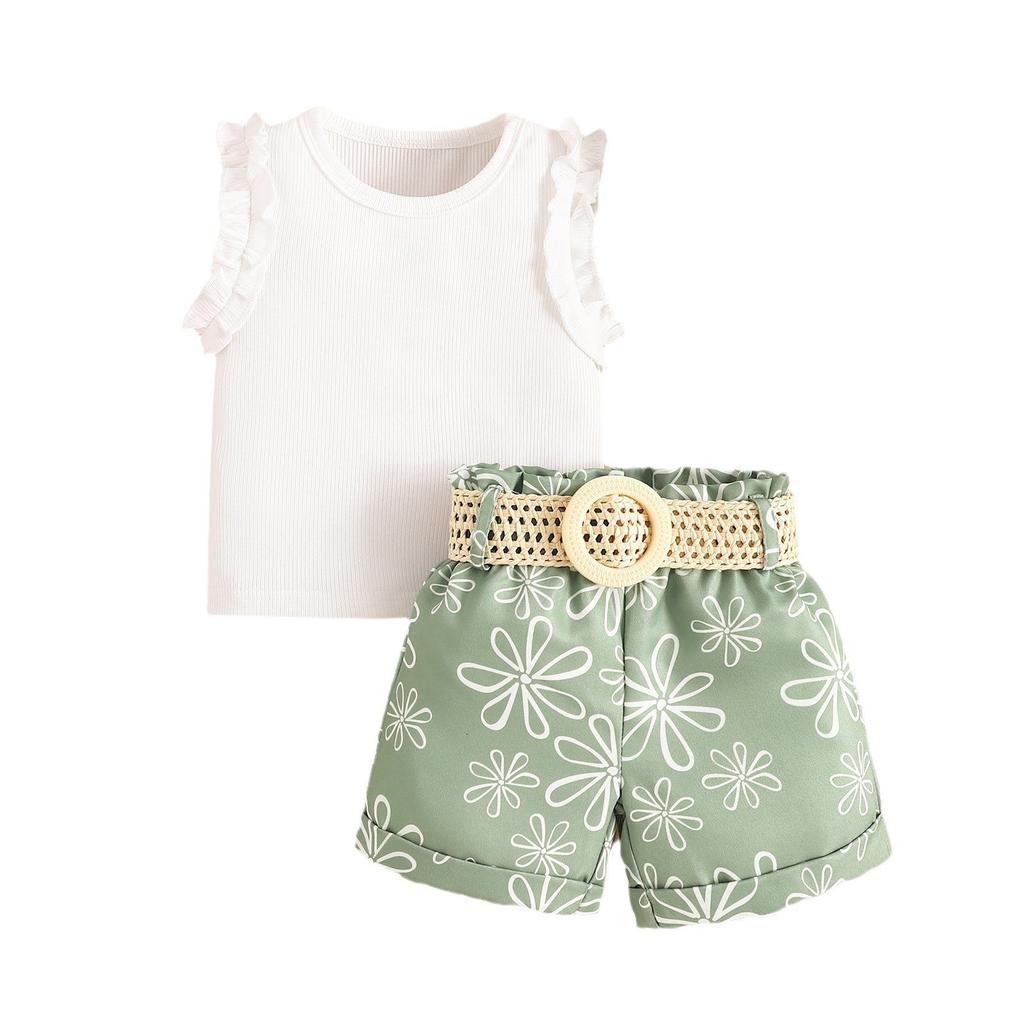 Girls' Casual Set Summer Children's Sleeveless Vest + Shorts Set