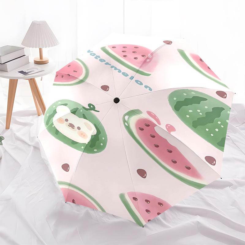 1pc Watermelon Umbrella with 8 Iron Ribs and a Plastic Handle, Automatic Opening and Closing, Portable and Foldable1051