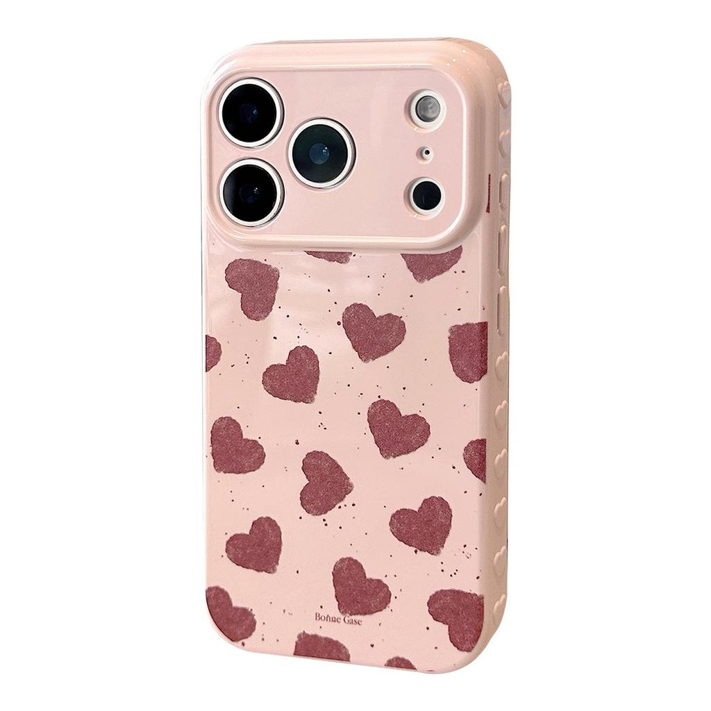 Creative Burgundy Heart-Shaped Phone Case for iPhone 17 and iPhone 17 Pro Max