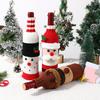 Christmas Wine Sweater Cover Handmade Knitted Cartoon Santa Snowman Reindeer Bottle Sleeve for Winter Dining Table Decoration