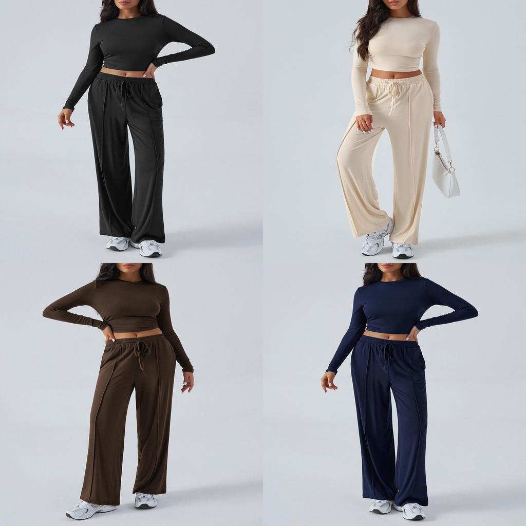 Pure Color Casual Pants For Women With Wide Leg Design For Autumn Winter Comfort
