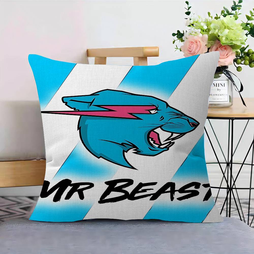 Blogger di Giochi M-MrBeast Federe per Cuscini Cartoni Animati Divano Decorativo Casa Stampa Double-sided Corto Peluche Carino Federa per Cuscino