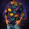 Men's Casual Halloween Print Raglan Three-Quarter Sleeve Shirt