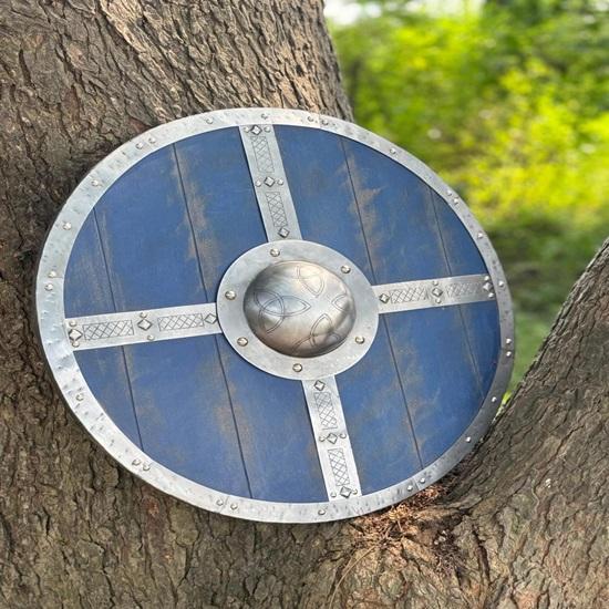 45.72 Cm Wooden Viking Shield, Viking Warrior Shield, Valhalla Round Viking Shield, Ideal for LARP, Battle Cosplay, Home Decor