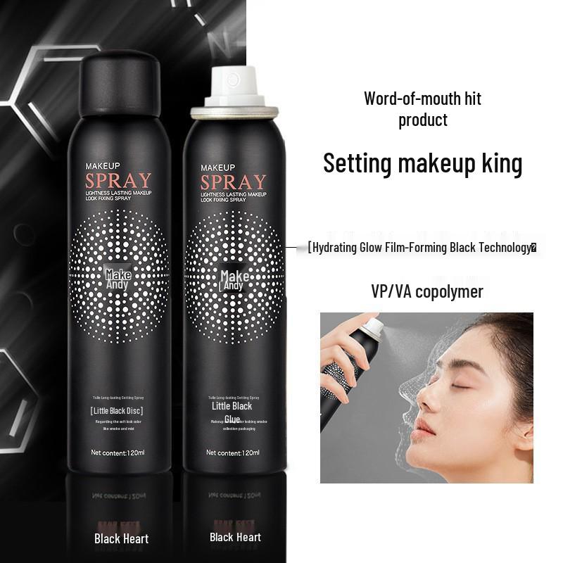 Mark Andy Matte Black Vinyl Setting Spray: Long-Lasting, Smudge-Proof, Moisturizing Makeup Primer