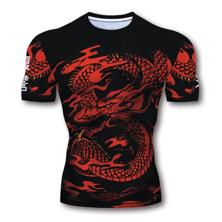 Summer Men's T Shirt Casual Short Sleeve Dragon 3d Pattern Pullover Street Loose Clothing Men T-shirt Women T Shirt Kid Tshirt