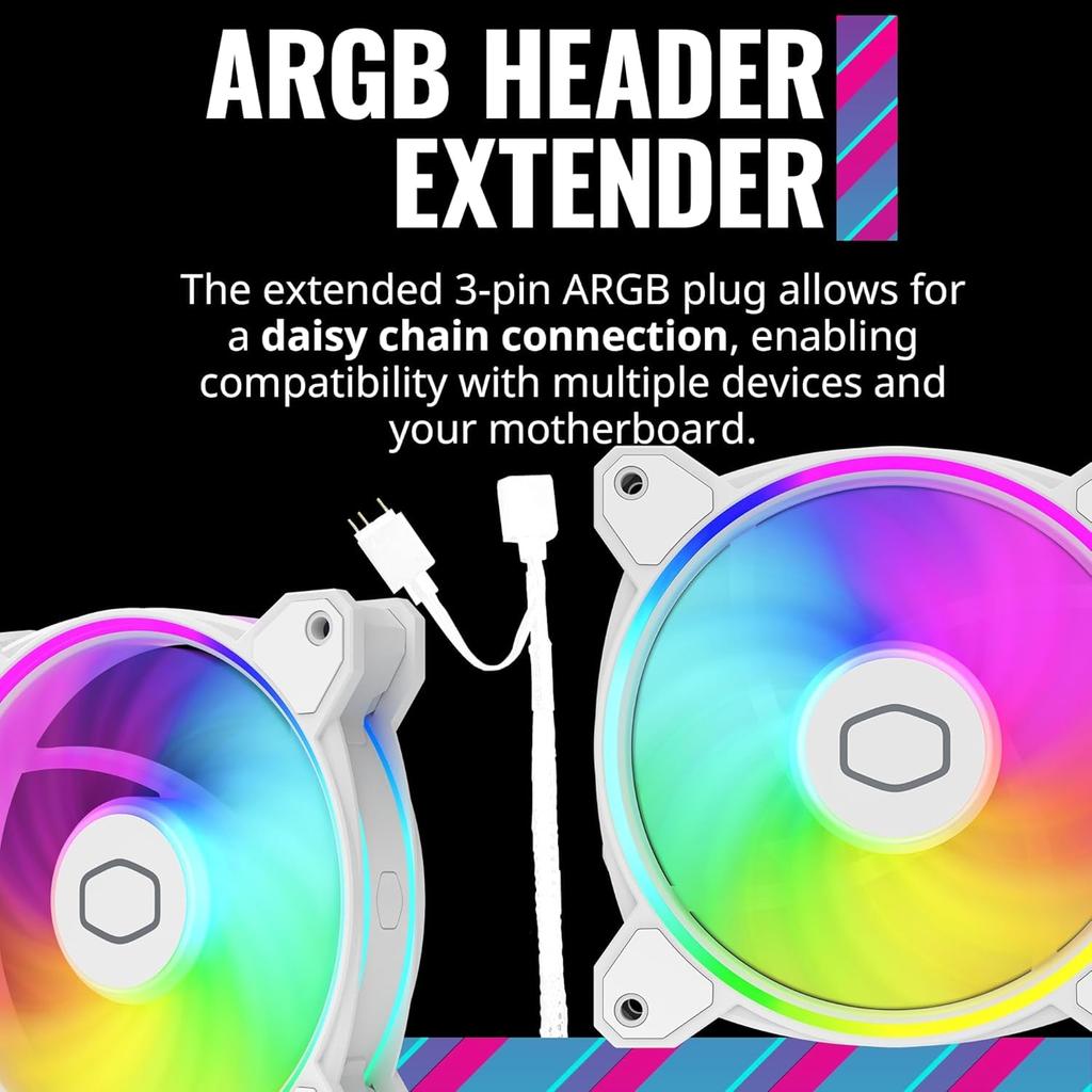 Cooler Master MasterFan MF140 Halo2 140mm ARGB Gen2 PC Case Fan, White, MFL-B4DW-16NP2-R2, FN1896