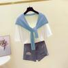 Stylish Women's Knit Shawl - 2026 Spring Celebrity Style Shoulder Wrap with Knotted Neckline Faux Collar Scarf