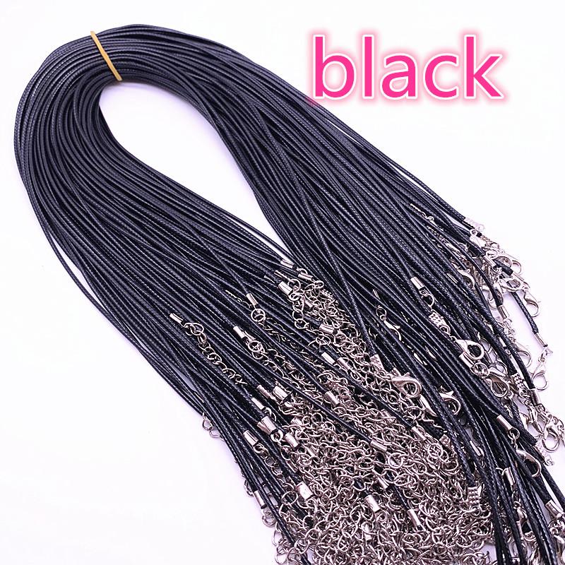 New 10pcs 1.5mm Leather Cord Wax Rope Chain Necklace Extender Chain Lobster Clasp DIY Jewelry Accessories
