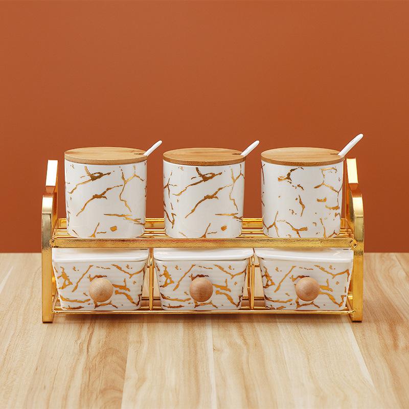 

Керамическая банка для приправ, набор из 6 предметов, кухонные принадлежности, контейнер для специй, банка для специй с деревянной крышкой, солонка, герметичные банки, емкость для хранения белый