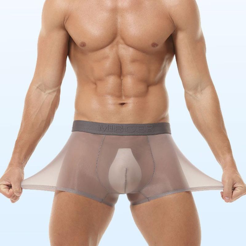 Full Mesh Transprent Underwear Men Sexy Ultra Sheer Boxer Trunks Seamless Underpants Bulge Pouch Panties Male Gay Smooth Knicker