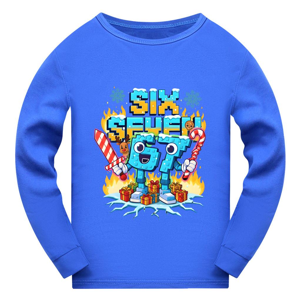 5193 Kinder Jungen Mädchen Steal a Brainrot 67 Six Seven Print Langarm T-Shirt