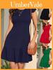 Knit Fabric A Line Dress With Ruffle Sleeves For Summer Beach Vacation