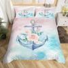 Anchor Duvet Cover Twin Queen Size Ocean Navigation Theme Bedding Sets for Boys Girls Bedroom Fish Scale Print Comforter Cover