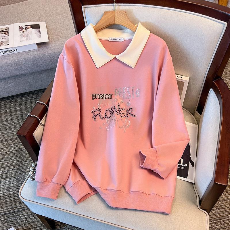 Plus Size Loose Autumn Lapel Hoodie, Chest Circumference 150/160cm, Suitable for 200/300/350 Jin