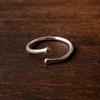 925 Sterling Silver Ball End Open Cuff Ring: Adjustable Stackable Minimalist Ring