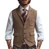 Men Vest Brown Herringbone Business Waistcoat Jacket Casual Slim For Wedding Groom Banquet Gilet Vest Men's Clothing