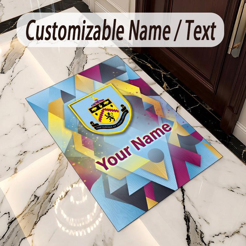 Crystal Velvet Rug Burnley Football Print Custom Name Text Floor Mat Home Decor