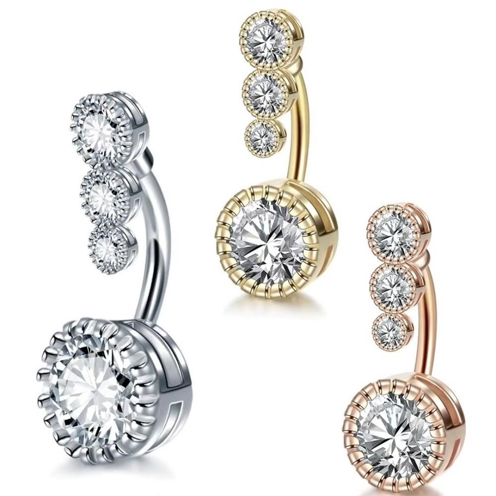 Elegant Gem Navel Piercing Zircon Shiny Body Jewelry Crystal Ball Belly Button Rings  Accessories
