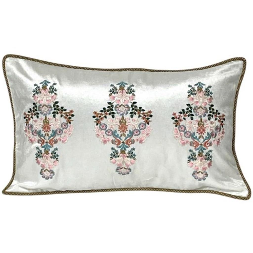 Vivienne Gold Flower Embroidery Rectangular Cushion with Filling (Vivienne) [30x50cm Cushion] 82100CU-GD