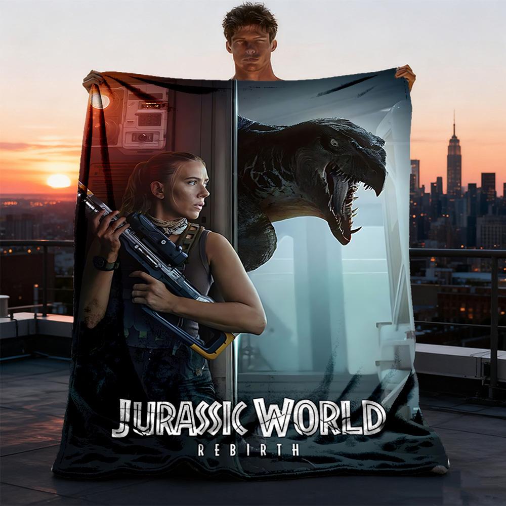 1pc Jurassic World Outdoor Flannel Blanket, Cozy & Warm Soft Te Playful Design, Napping Camping,