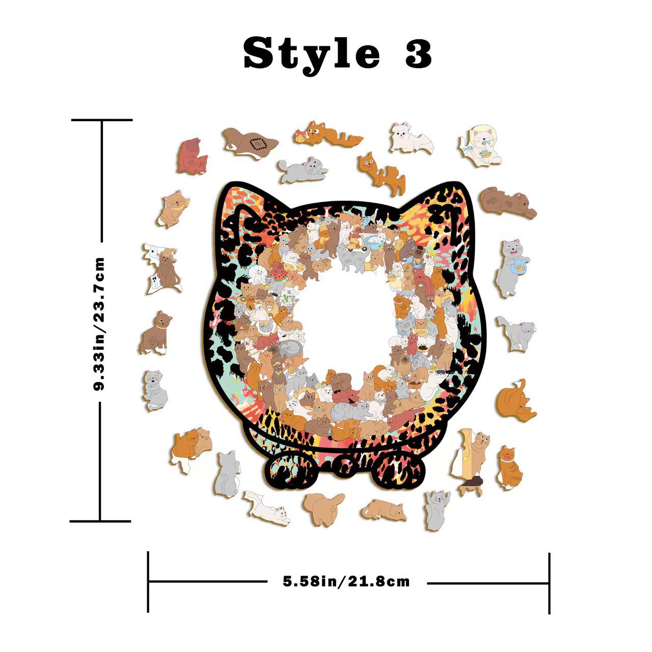 Cross-Border Fun Cat Collection: Wooden Irregular Shape Puzzle, Educational and Stackable Cat Toy