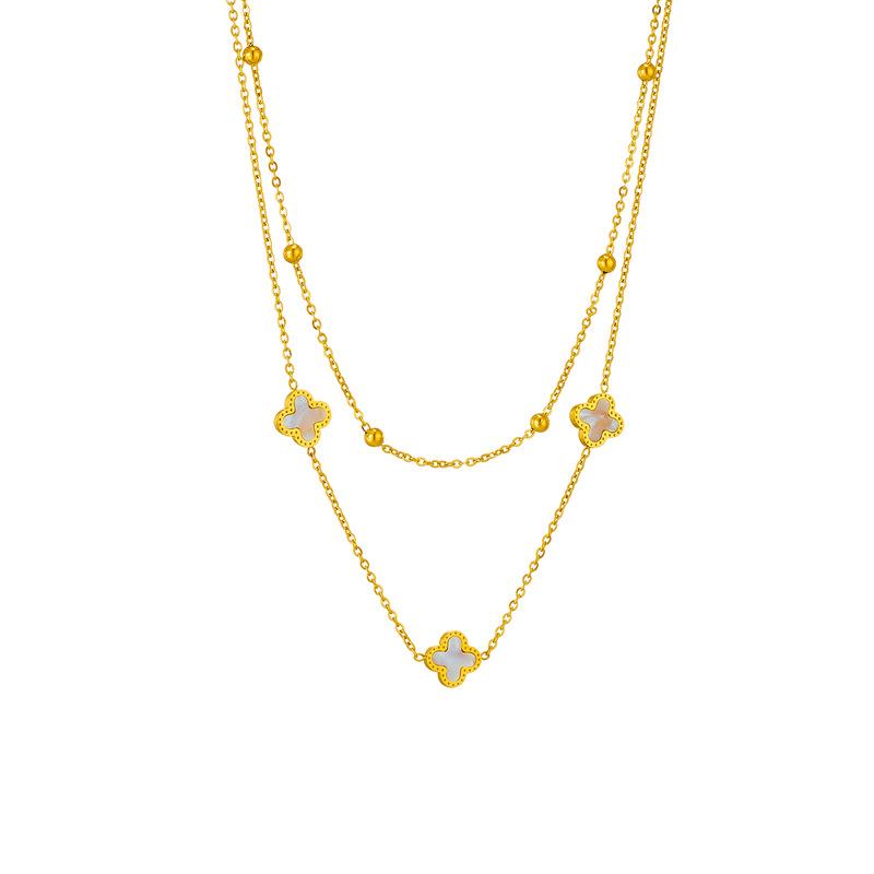 

Ожерелье с клевером из нержавеющей стали золотой