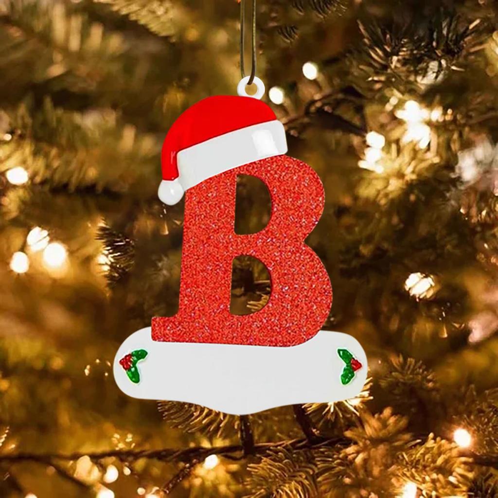 Christmas Tree Decorations 26 English Letters Ornaments DIY Xmas Tree Hanging Decor Single Letter With Christmas Hat