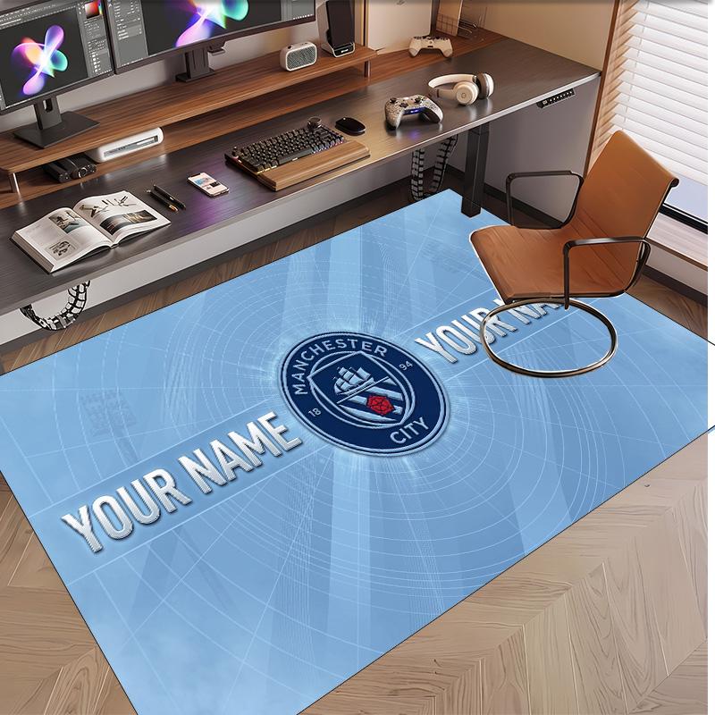 Personalized Crystal Velvet Carpet Manchester City Pattern Non Slip Floor Rug
