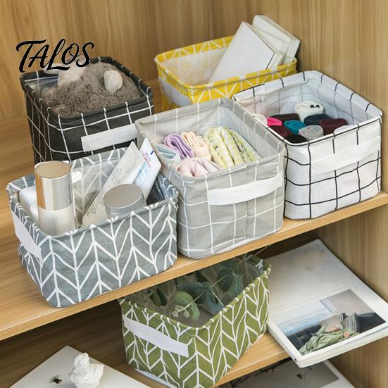 Cosmetic Storage Box Cotton And Linen Bin with Handles, Foldable Waterproof Desktop Space Saving Organizer Organizer, Basket for Makeup Book Baby Toys
