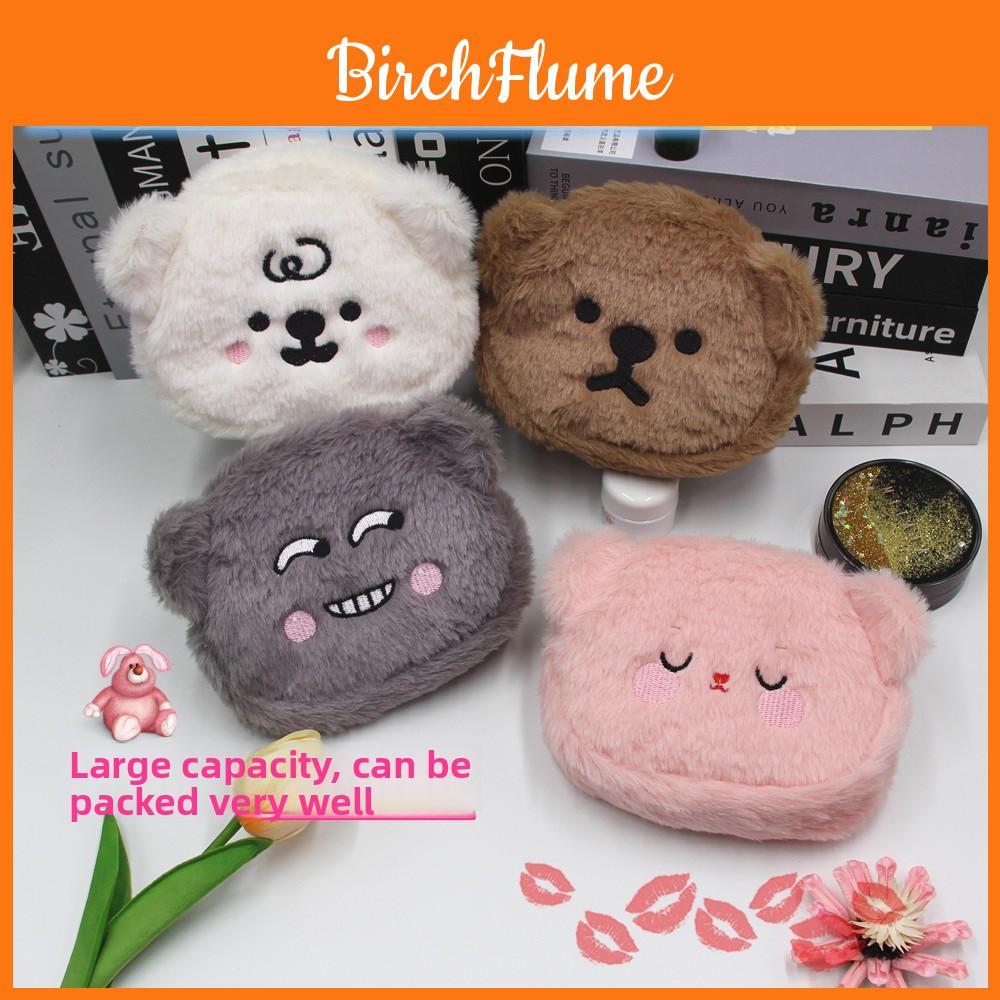 Plush Cartoon Bear Coin Purse With Embroidered Animal Design For Girls And Teens