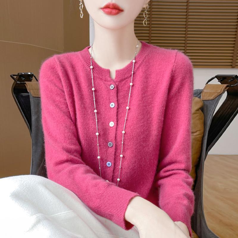 QingHe Cashmere Women's 30% Cashmere Cardigan - Soft & Warm Wool Blend Sweater