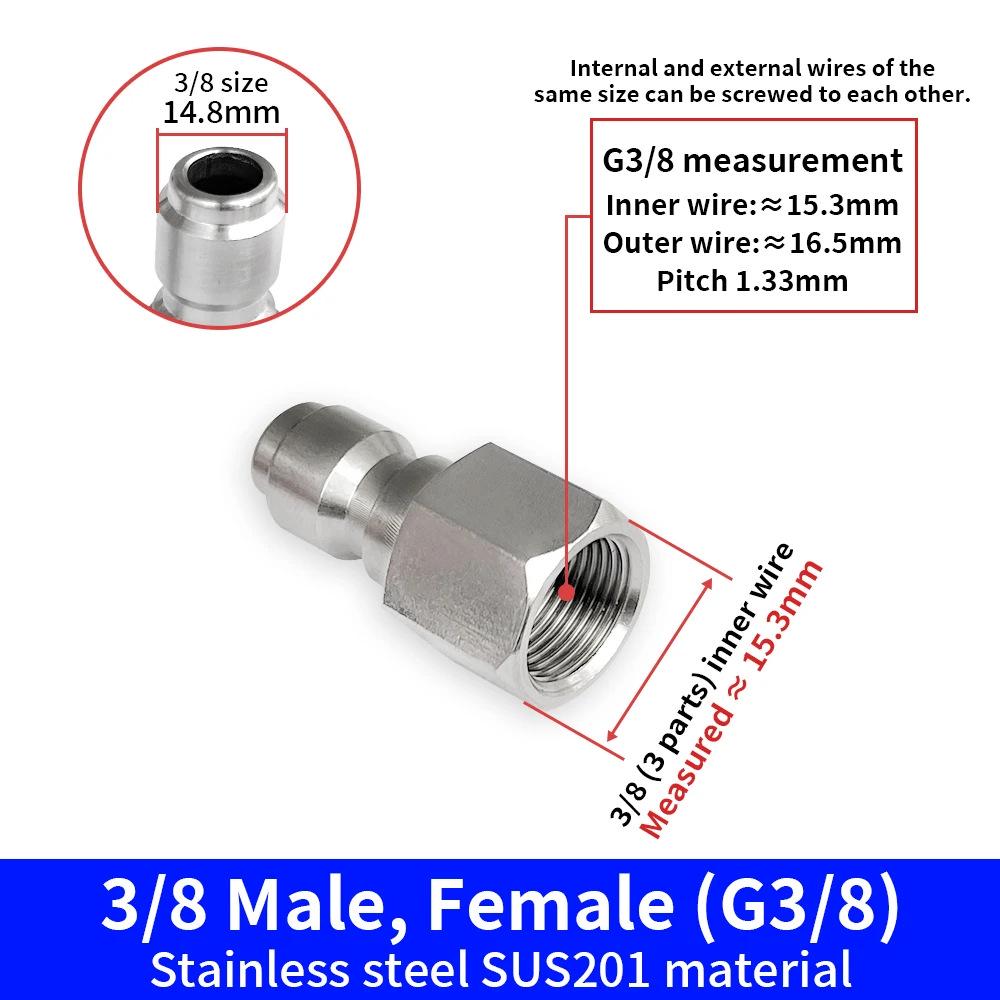Raccordi Rapidi in Acciaio Inossidabile da 3/8" per Idropulitrici ad Alta Pressione