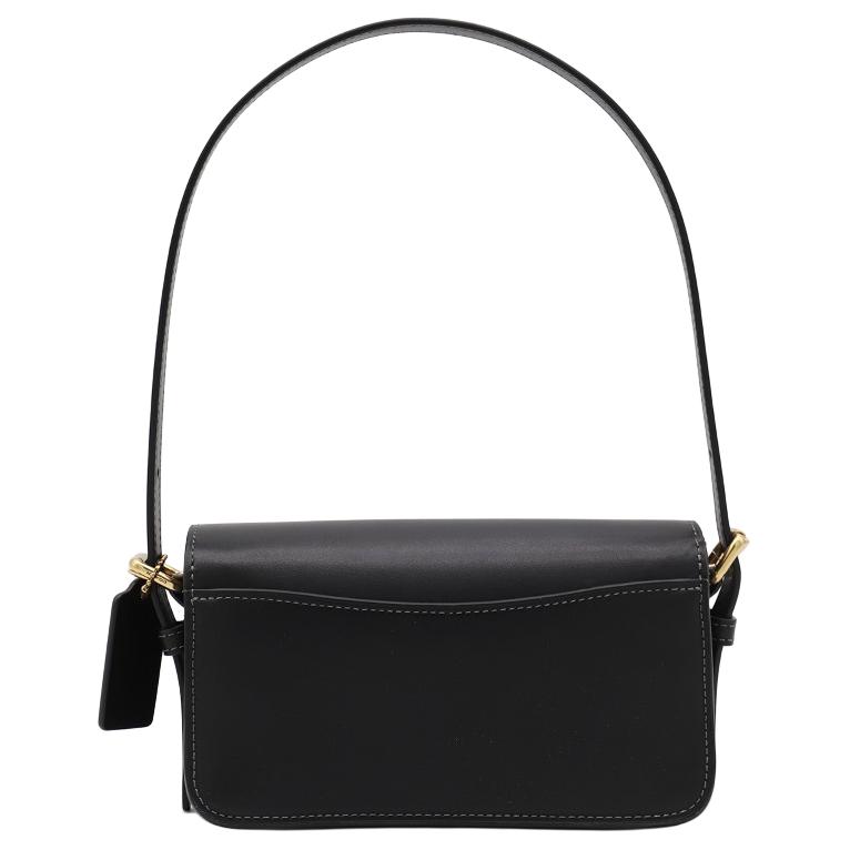 Coach Logo Leather Shoulder Tote Bag Small Women Handbags Black CAM18-B4BK