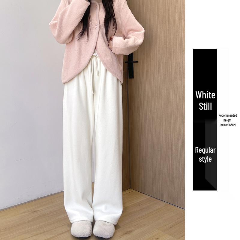 

Pipipi Pink Velvet Fluffy Wide-Leg Pants for Women, Petite Plus Size, Spring/Winter 2024 Style. M (48-55 kg)